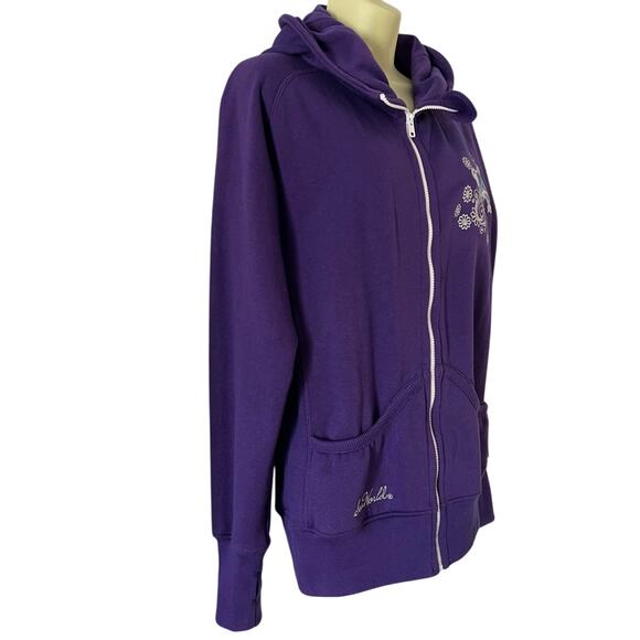 SeaWorld Sweatshirt Hoodie Jacket Purple Orca Shamu Embellished Woman’s Sz L - Picture 3 of 12